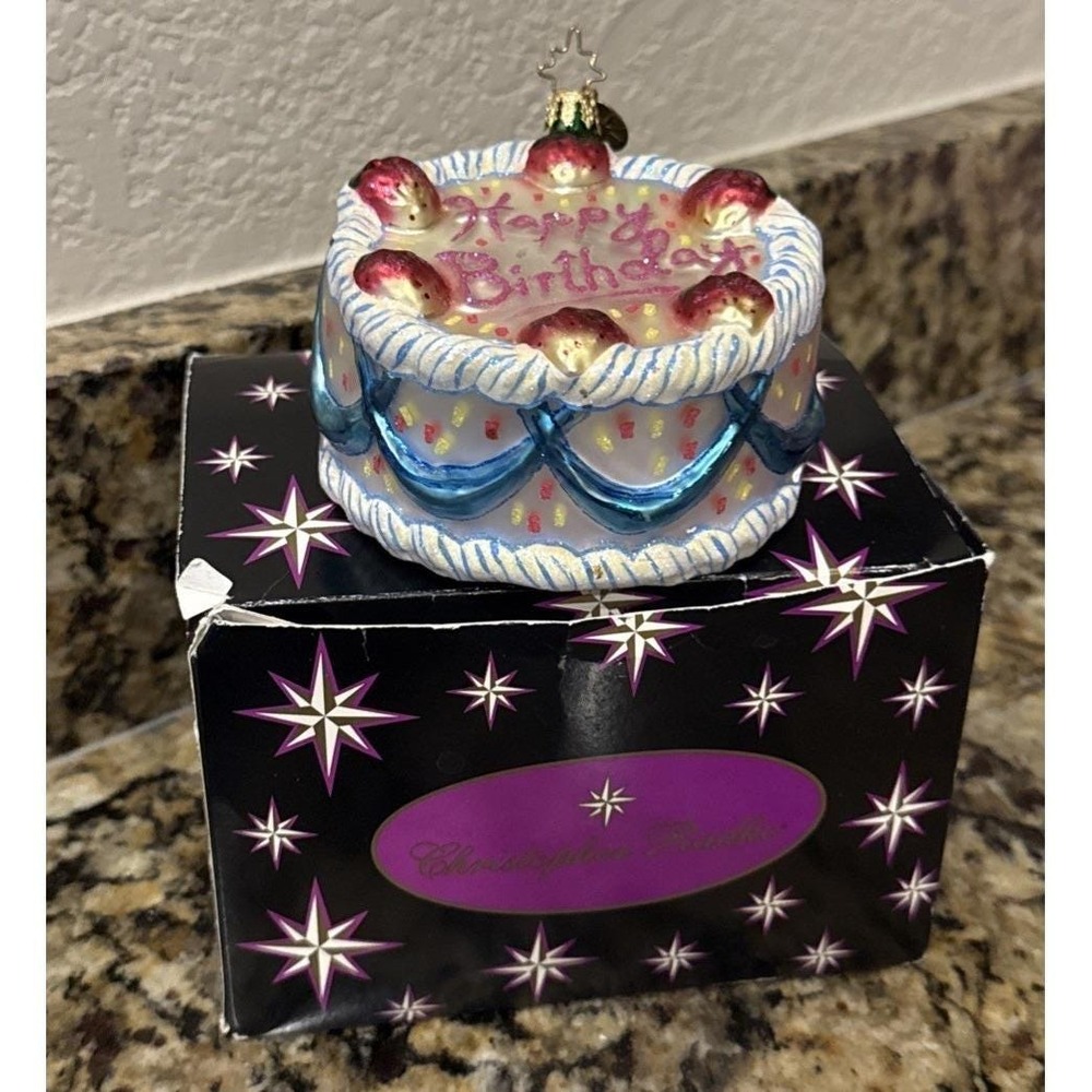 Christopher Radko 2000 Berry Happy Birthday Cake Christmas Holiday Ornament